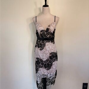 EUC Forever Unuque Black and White Lace/ Crochet Dress Size 8